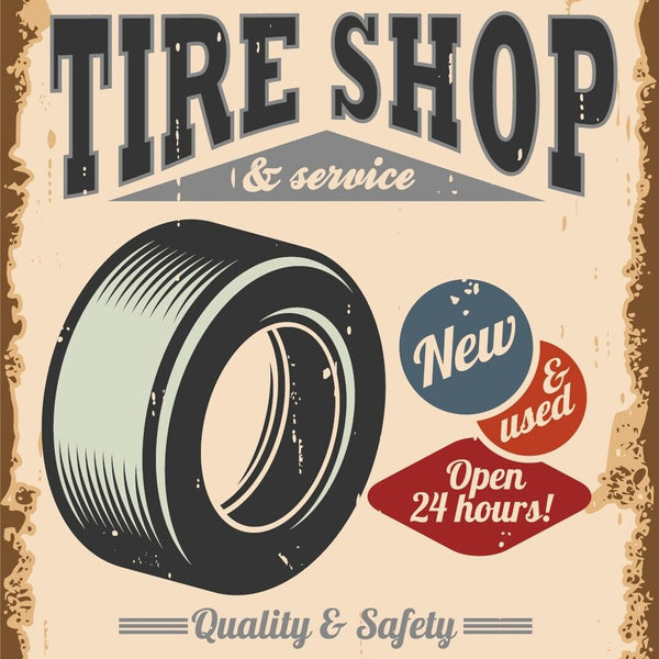 Nostalgie Schild Tire Shop & Service Reifen 12x18 / 20x30 / 30x40 Blech od.Holz