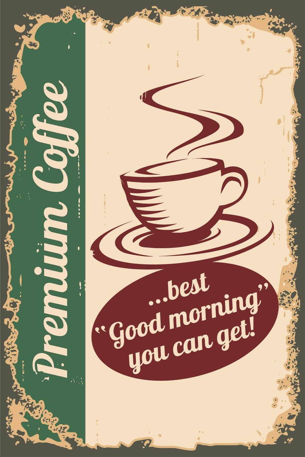 Nostalgie Schild Premium Coffee Morgenkaffee 12x18 / 20x30 / 30x40 Blech od.Holz