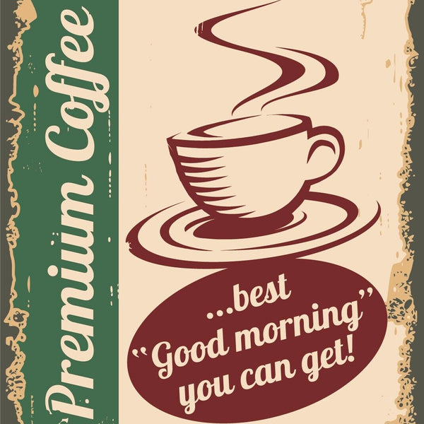 Nostalgie Schild Premium Coffee Morgenkaffee 12x18 / 20x30 / 30x40 Blech od.Holz