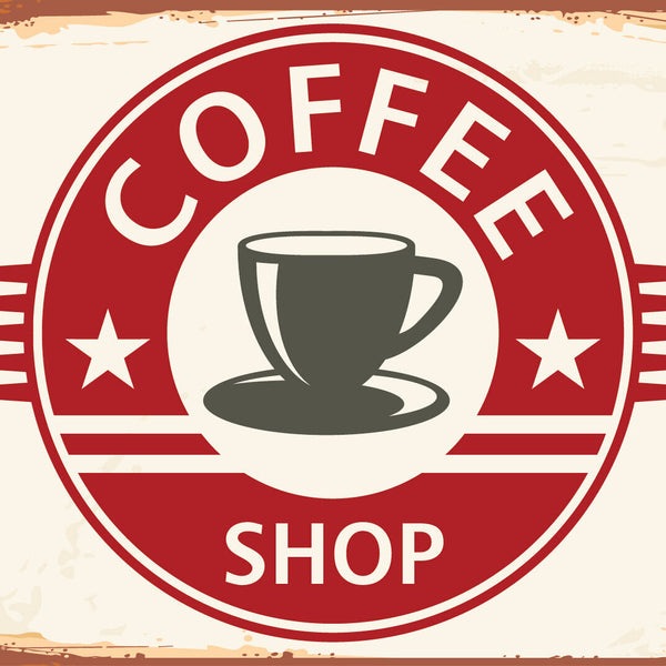 Nostalgie Schild Coffee Shop Kaffee Café 12x18 / 20x30 / 30x40 Blech od. Holz