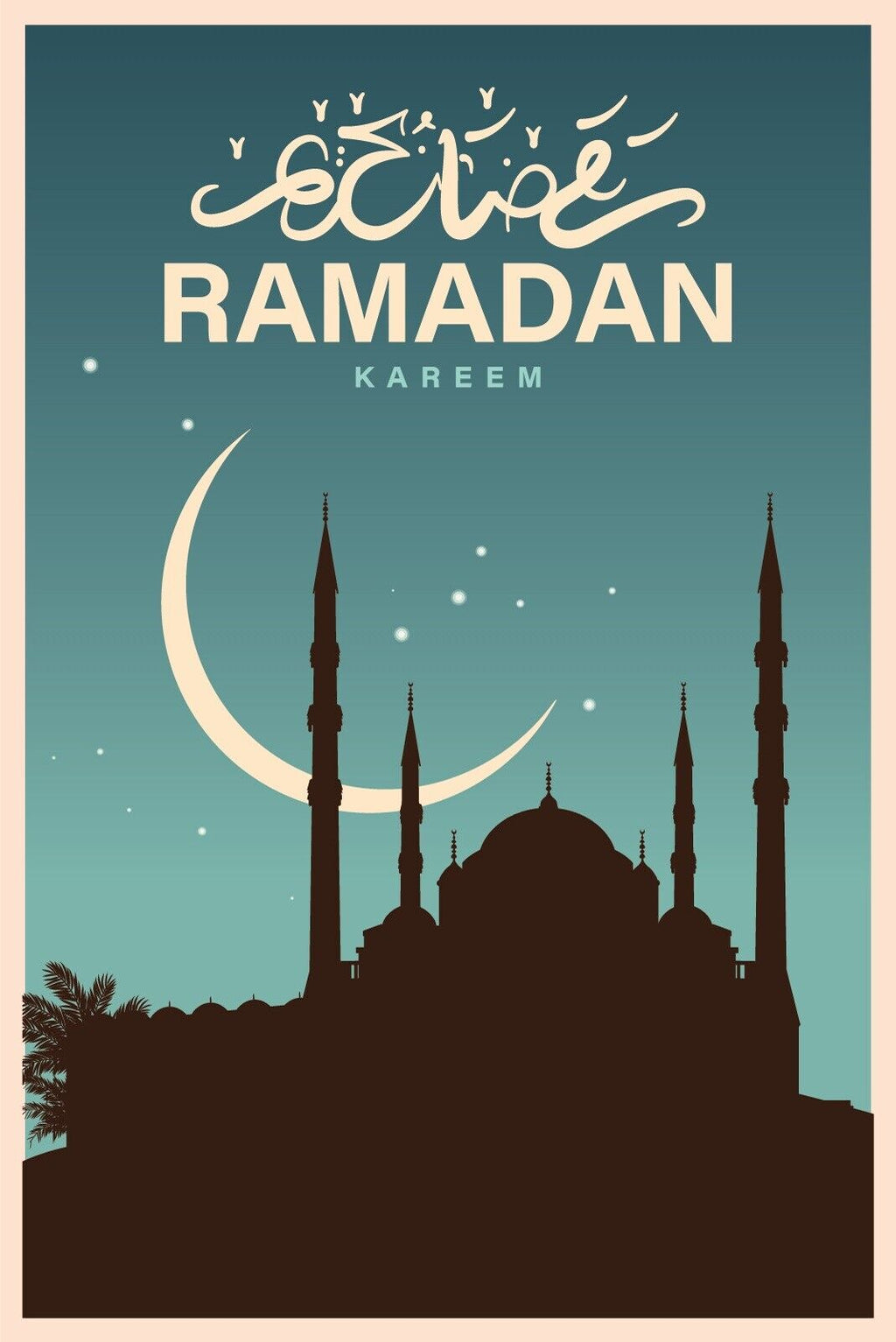 Nostalgie Schild Ramadan Kareem Sichelmond 12x18 / 20x30 / 30x40 Blech od. Holz