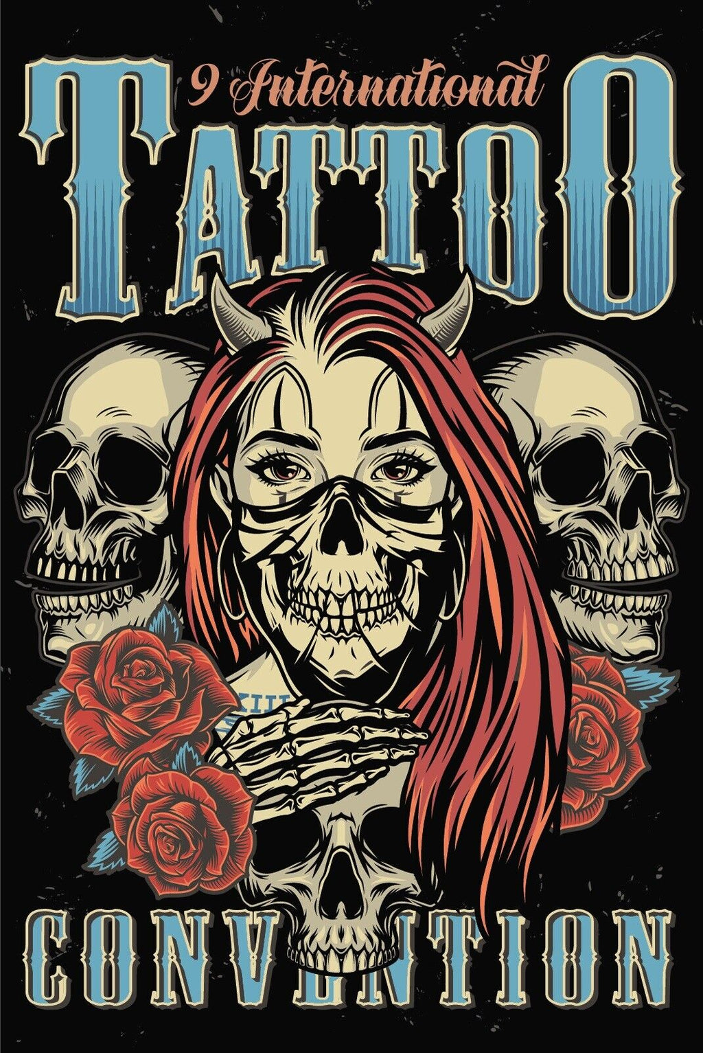 Nostalgie Schild Tattoo Conv. Tätowierung 12x18 / 20x30 / 30x40 Blech od. Holz