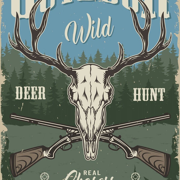 Nostalgie Schild Outdoor Wild Deer Hunt Jagd 12x18 / 20x30 / 30x40 Blech od.Holz