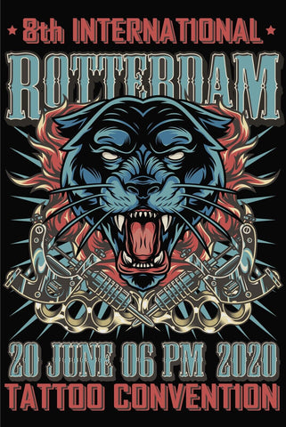 Nostalgie Schild Rotterdam Tattoo Convention 12x18 / 20x30 / 30x40 Blech od.Holz