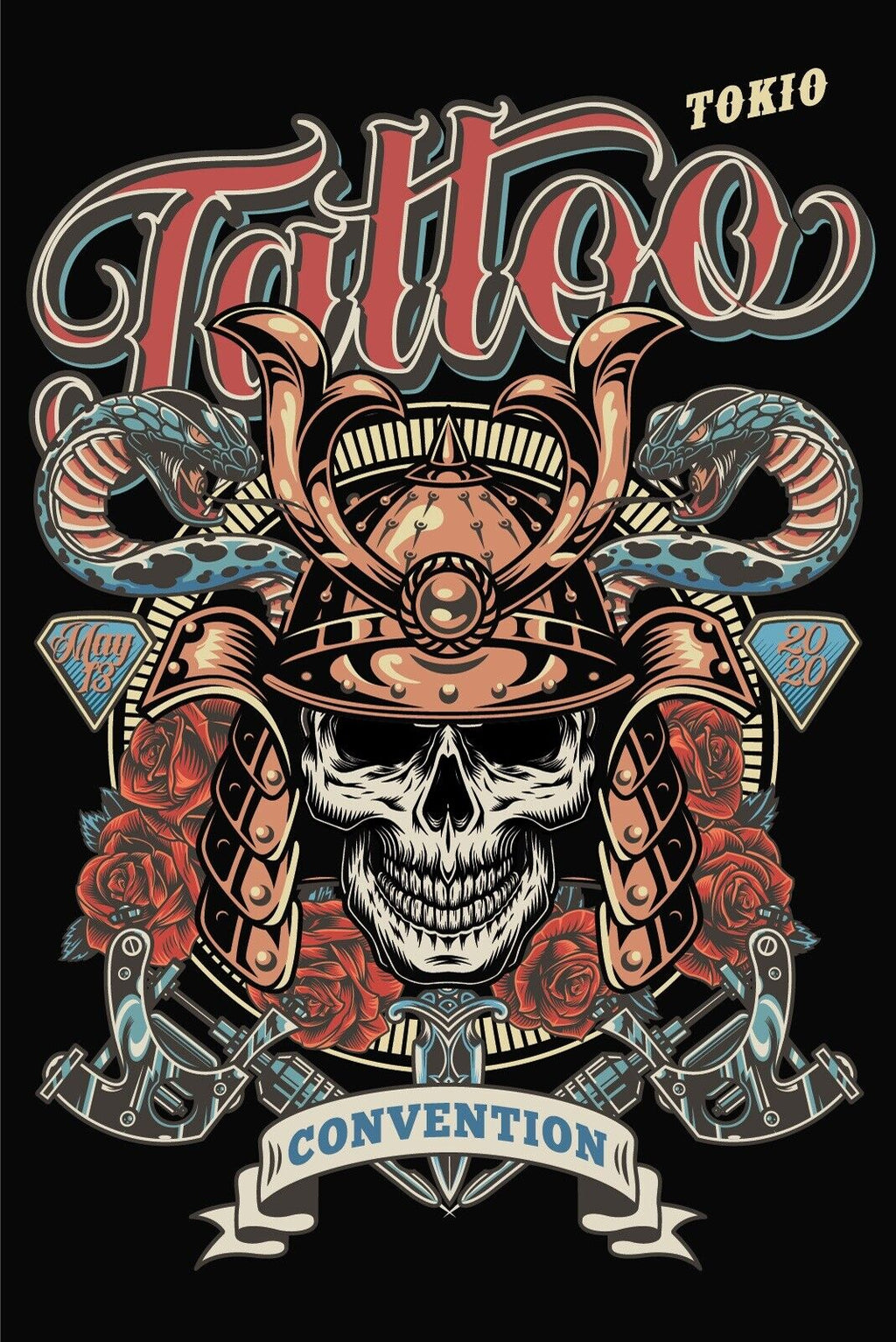 Nostalgie Schild Tattoo Tokyo Convention 12x18 / 20x30 / 30x40 Blech od.Holz