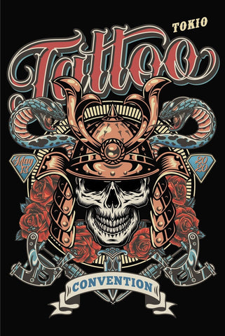 Nostalgie Schild Tattoo Tokyo Convention 12x18 / 20x30 / 30x40 Blech od.Holz