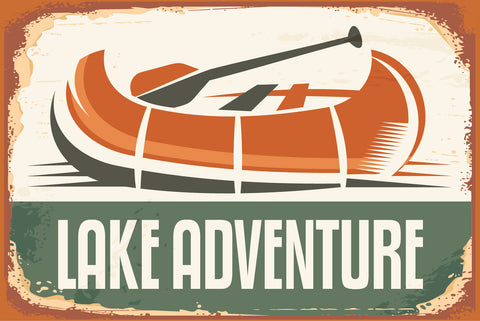 Nostalgie Schild Lake Adventure See Kanu 12x18 / 20x30 / 30x40 Blech od. Holz