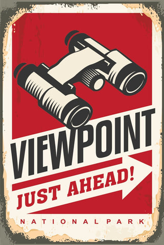 Nostalgie Schild Viewpoint Ahead Aussicht 12x18 / 20x30 / 30x40 Blech od. Holz