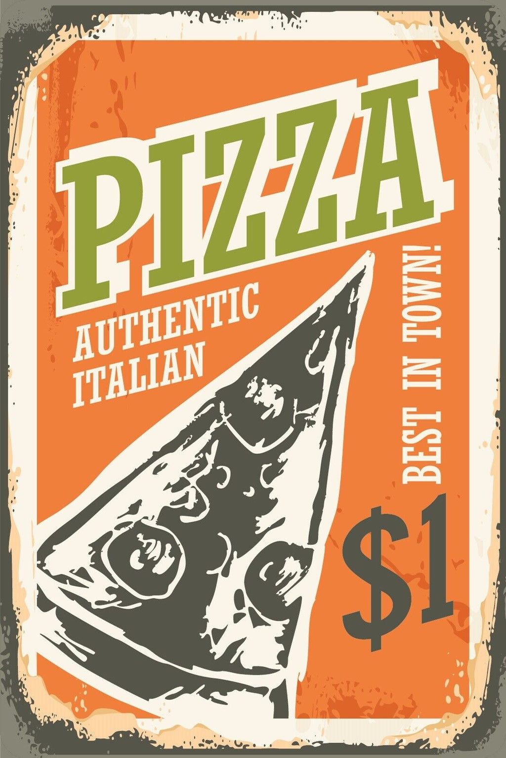 Nostalgie Schild Authentic Italian Pizza 12x18 / 20x30 / 30x40 Blech od. Holz