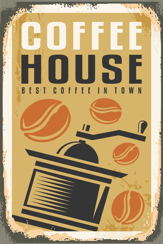 Nostalgie Schild Coffee House Café Kaffee 12x18 / 20x30 / 30x40 Blech od. Holz
