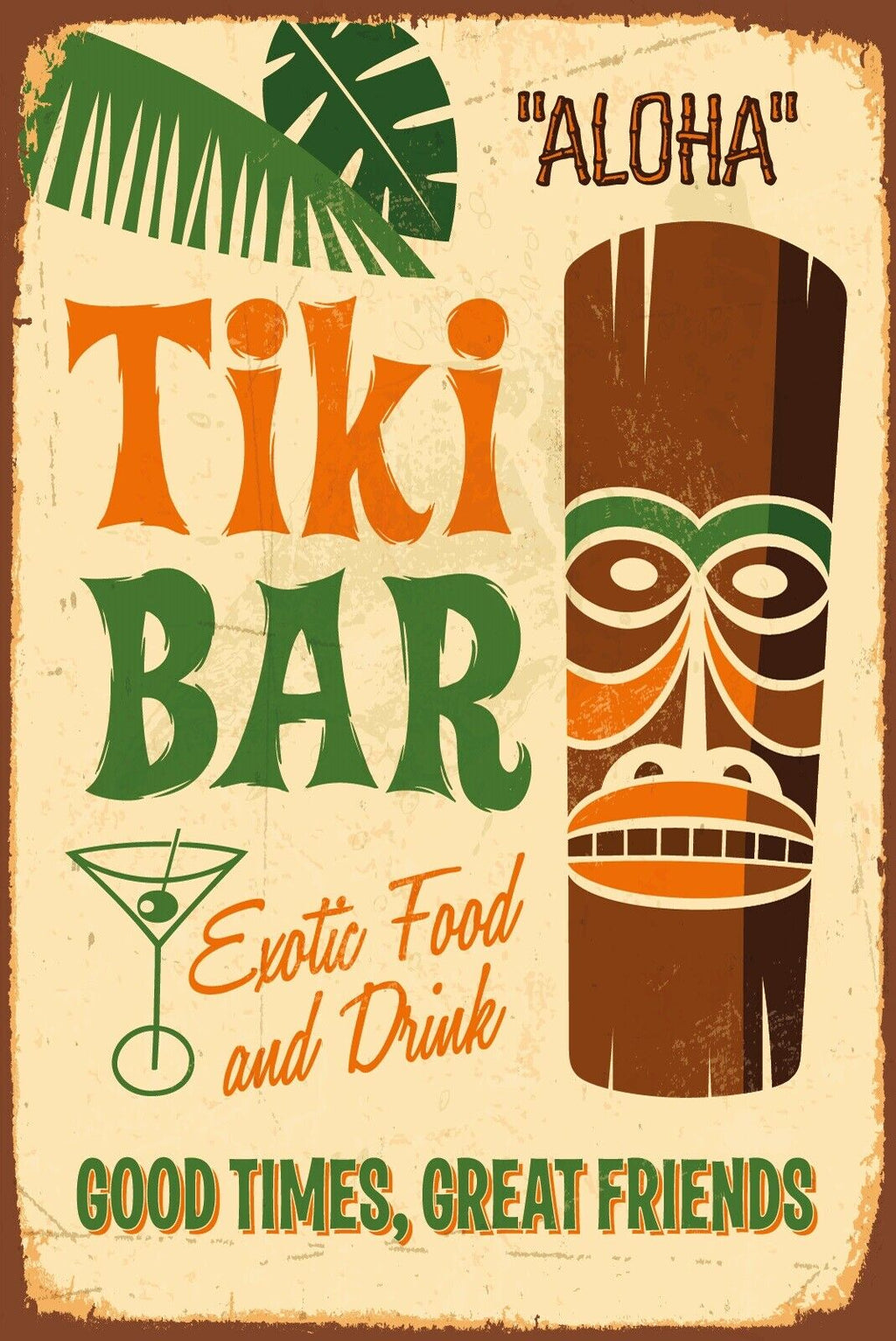 Nostalgie Schild Tiki Bar Aloha Hawaii 12x18 / 20x30 / 30x40 Blech od. Holz