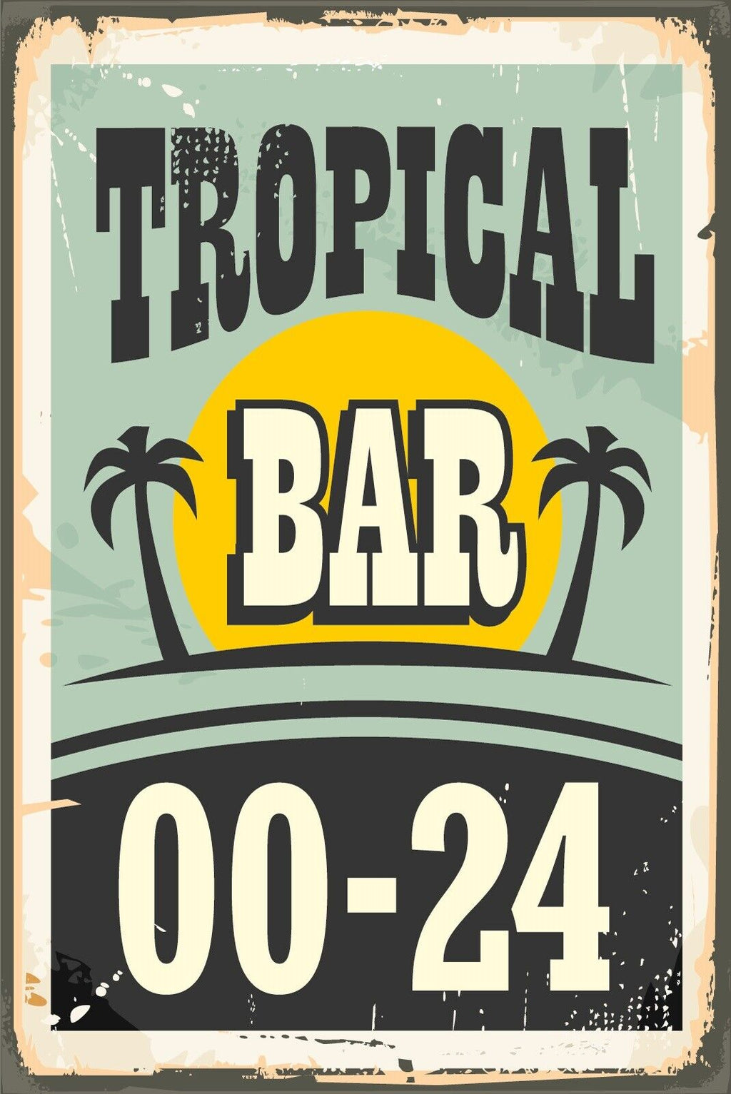 Nostalgie Schild Tropical Bar 00-24 Alkohol 12x18 / 20x30 / 30x40 Blech od. Holz