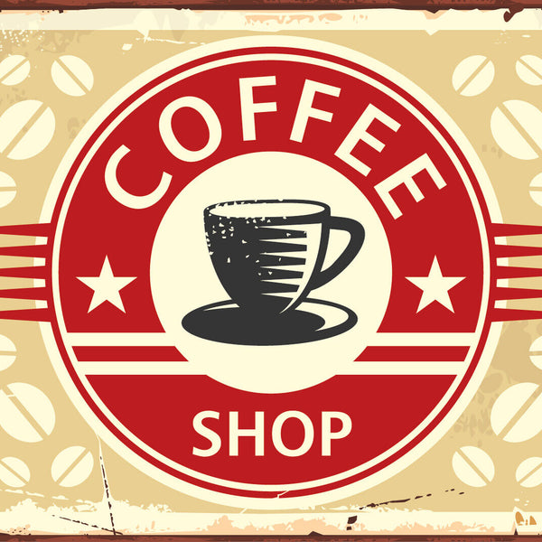 Nostalgie Schild Coffee Shop Kaffee Café 12x18 / 20x30 / 30x40 Blech od. Holz