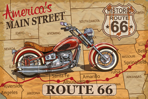 Nostalgie Schild America's Main St Route 66 12x18 / 20x30 / 30x40 Blech od. Holz