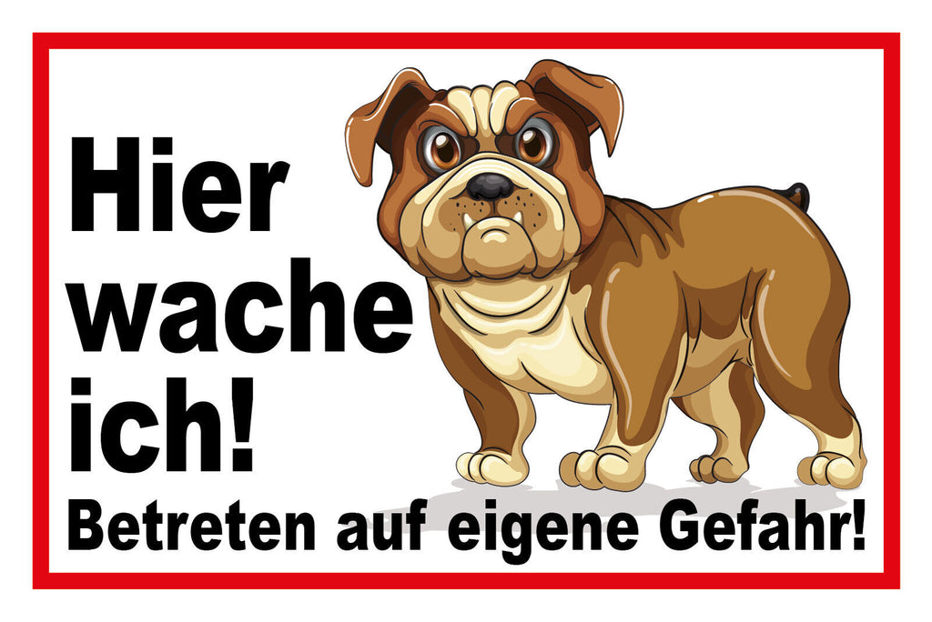 Nostalgie Schild Hier wache ich! Hund 12x18 / 20x30 / 30x40 Blech od. Holz