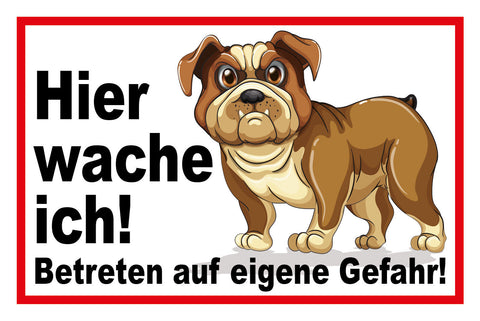 Nostalgie Schild Hier wache ich! Hund 12x18 / 20x30 / 30x40 Blech od. Holz