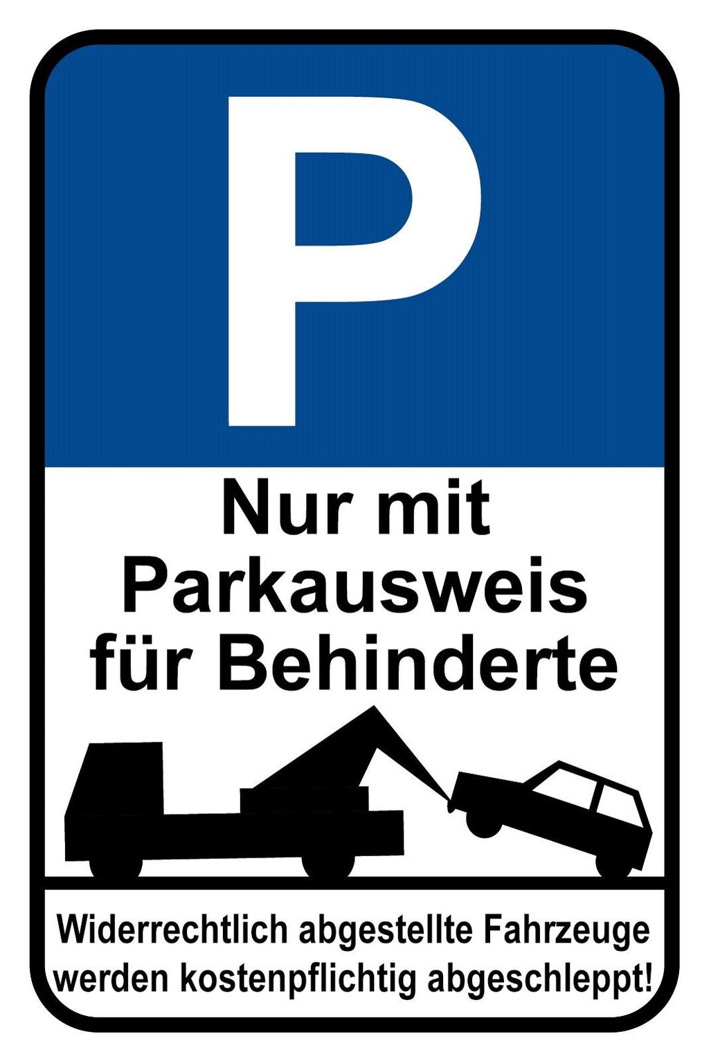 Schild Parkplatz Parkausweis Behinderte 12x18 / 20x30 / 30x40 Blech od. Holz