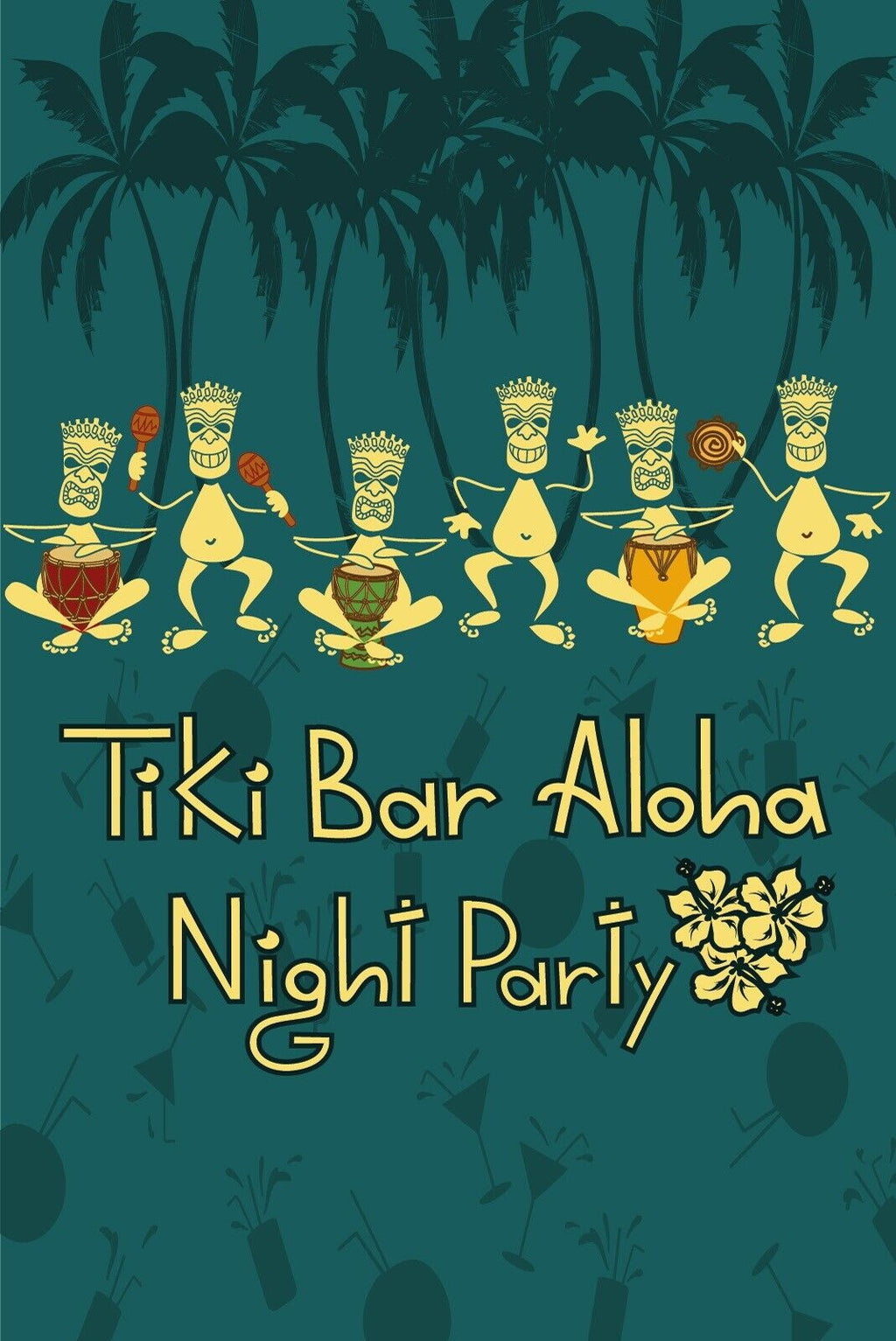 Nostalgie Schild Tiki Bar Aloha Night Party 12x18 / 20x30 / 30x40 Blech od. Holz