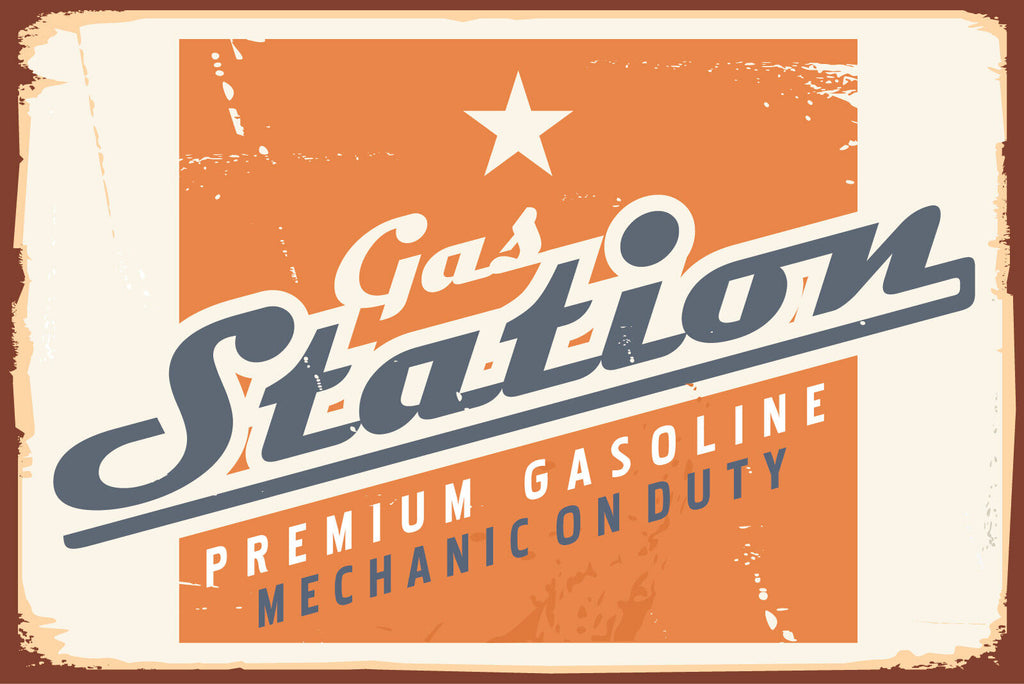 Nostalgie Schild Gas Station Tankstelle 12x18 / 20x30 / 30x40 Blech od. Holz