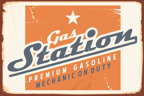 Nostalgie Schild Gas Station Tankstelle 12x18 / 20x30 / 30x40 Blech od. Holz