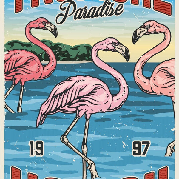 Nostalgie Schild Tropical Paradise Hawaii 97 12x18 / 20x30 / 30x40 Blech od.Holz