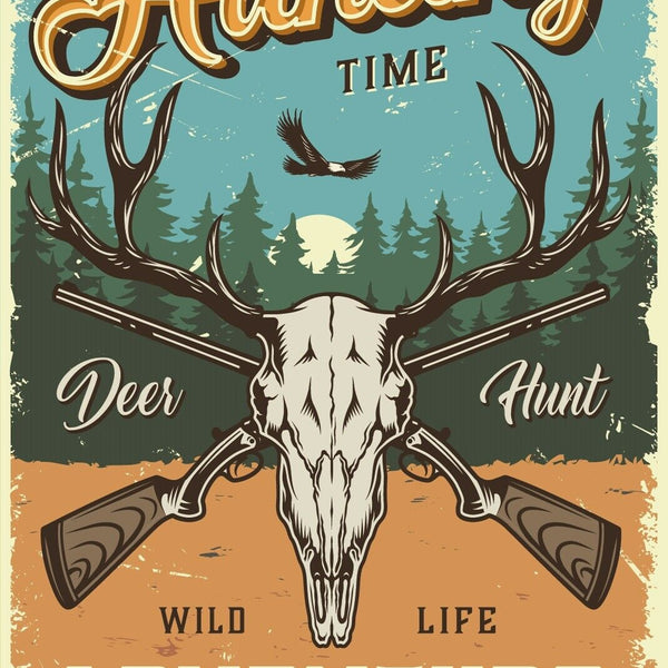 Nostalgie Schild Hunting Time Jagd Jagen 12x18 / 20x30 / 30x40 Blech od. Holz
