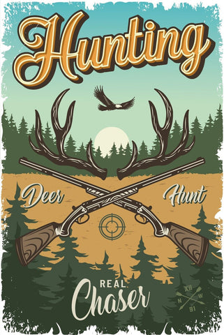 Nostalgie Schild Hunting Jagd Jagen Adler 12x18 / 20x30 / 30x40 Blech od. Holz