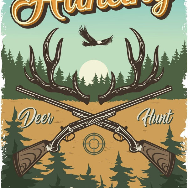 Nostalgie Schild Hunting Jagd Jagen Adler 12x18 / 20x30 / 30x40 Blech od. Holz
