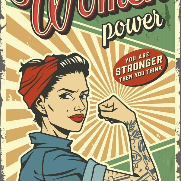 Nostalgie Schild Women Power Frau Muskeln 12x18 / 20x30 / 30x40 Blech od. Holz
