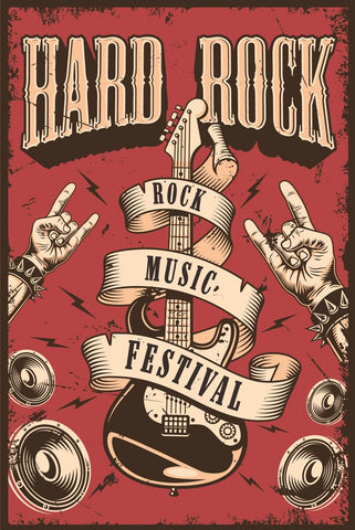 Nostalgie Schild Hard Rock Music Festival 12x18 / 20x30 / 30x40 Blech od. Holz