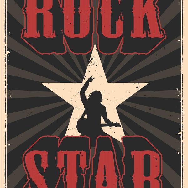 Nostalgie Schild Rock Star Musiker Gitarre 12x18 / 20x30 / 30x40 Blech od. Holz