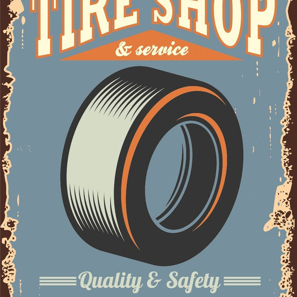 Nostalgie Schild Tire Shop & Service Reifen 12x18 / 20x30 / 30x40 Blech od. Holz