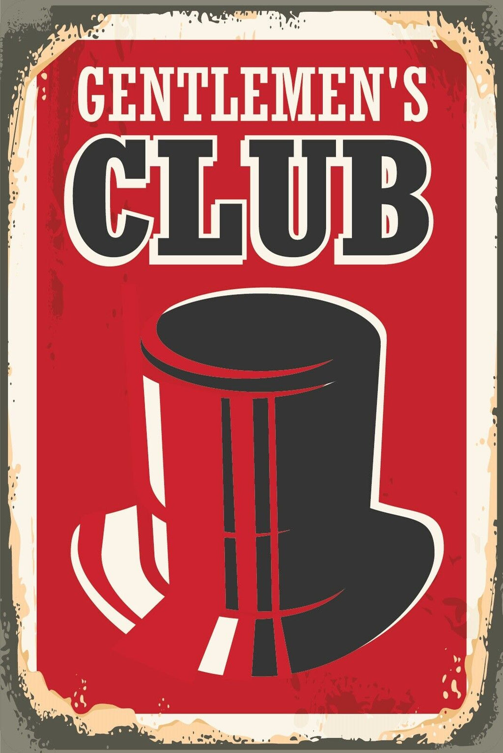 Nostalgie Schild Gentlemen's Club Zylinder 12x18 / 20x30 / 30x40 Blech od. Holz