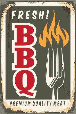 Nostalgie Schild Fresh BBQ Qual.Meat Grillen 12x18 / 20x30 / 30x40 Blech od.Holz