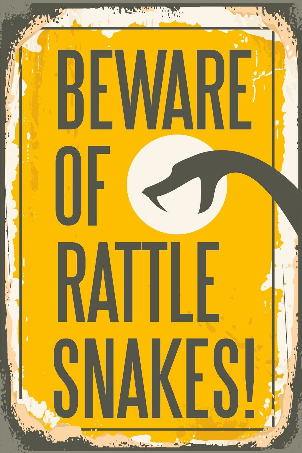 Nostalgie Schild Beware Rattlesnake Schlange 12x18 / 20x30 / 30x40 Blech od.Holz