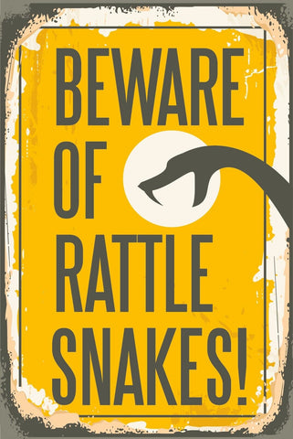Nostalgie Schild Beware Rattlesnake Schlange 12x18 / 20x30 / 30x40 Blech od.Holz