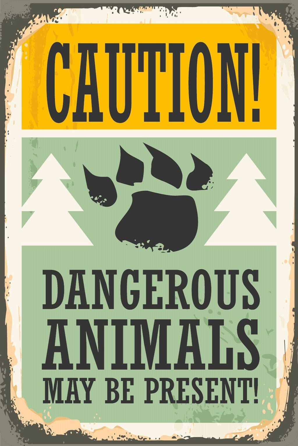 Nostalgie Schild Dangerous Animals Wildtiere 12x18 / 20x30 / 30x40 Blech od.Holz