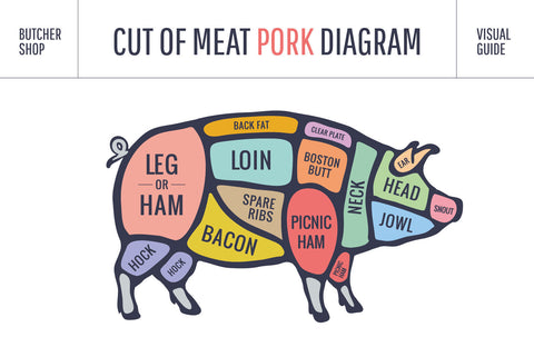 Nostalgie Schild Cuts of Pork Schwein Diagr. 12x18 / 20x30 / 30x40 Blech od.Holz