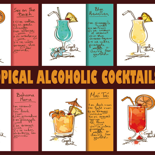 Nostalgie Schild Tropic Alcoholic Cocktails 12x18 / 20x30 / 30x40 Blech od.Holz