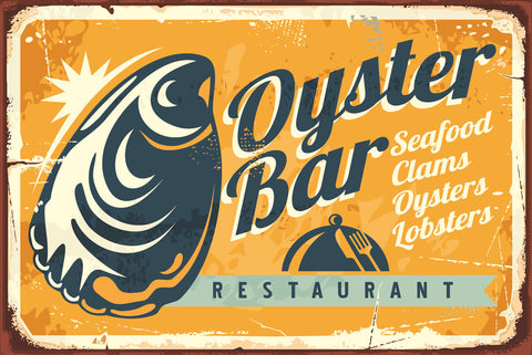 Nostalgie Schild Oyster Bar Seafood Austern 12x18 / 20x30 / 30x40 Blech od. Holz