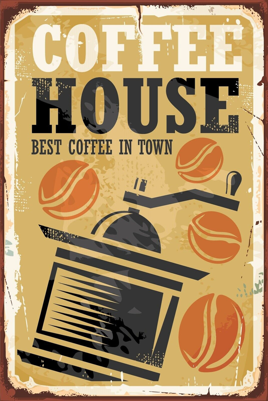 Nostalgie Schild Coffee House Café Kaffee 12x18 / 20x30 / 30x40 Blech od. Holz