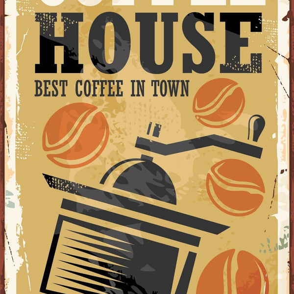 Nostalgie Schild Coffee House Café Kaffee 12x18 / 20x30 / 30x40 Blech od. Holz
