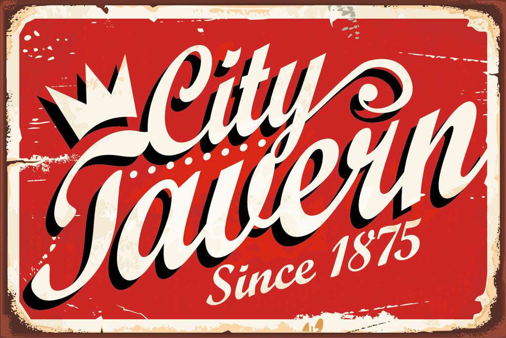 Nostalgie Schild City Tavern 1875 Kneipe 12x18 / 20x30 / 30x40 Blech od. Holz