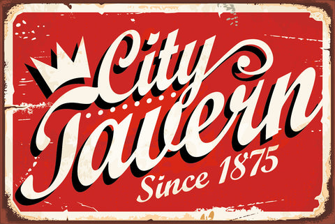 Nostalgie Schild City Tavern 1875 Kneipe 12x18 / 20x30 / 30x40 Blech od. Holz