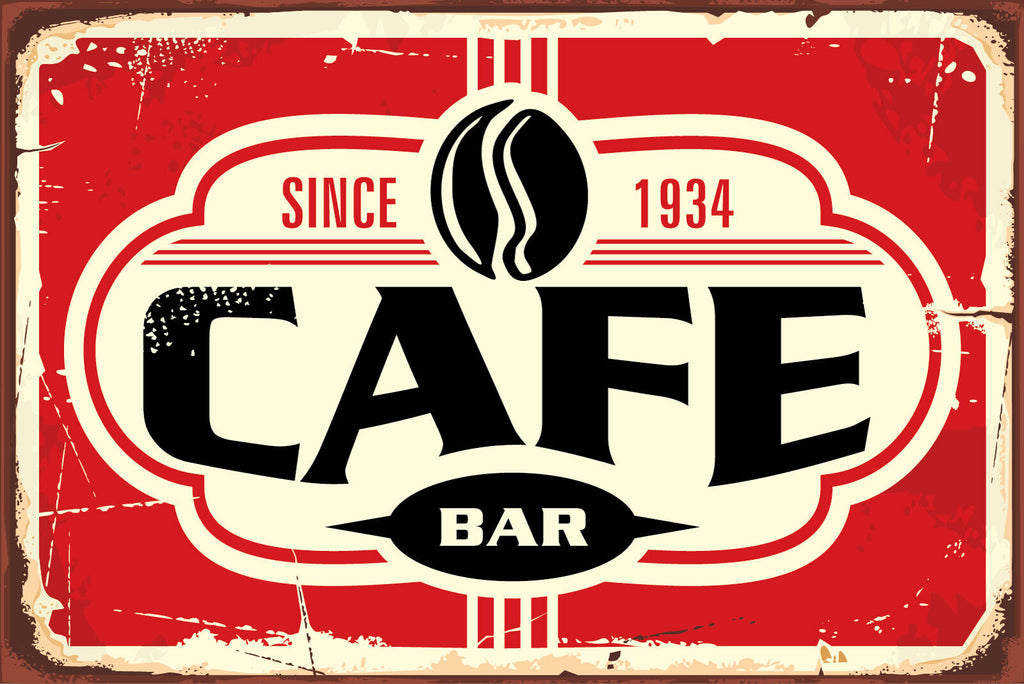Nostalgie Schild Cafe Bar 1934 Café Kaffee 12x18 / 20x30 / 30x40 Blech od. Holz
