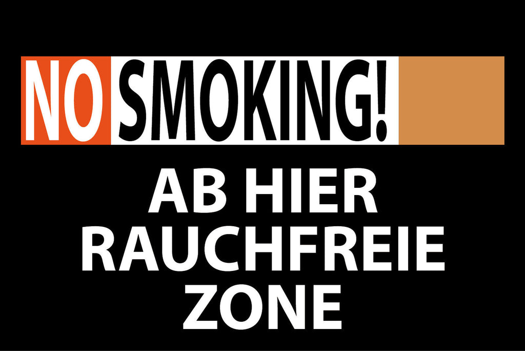 Schild No Smoking! Ab Hier Rauchfreie Zone 12x18 / 20x30 / 30x40 Blech od. Holz