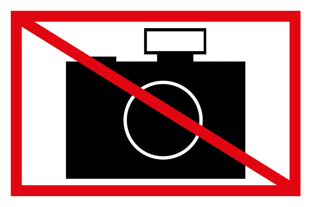 Schild Fotografieren verboten No photos 12x18 / 20x30 / 30x40 Blech od. Holz