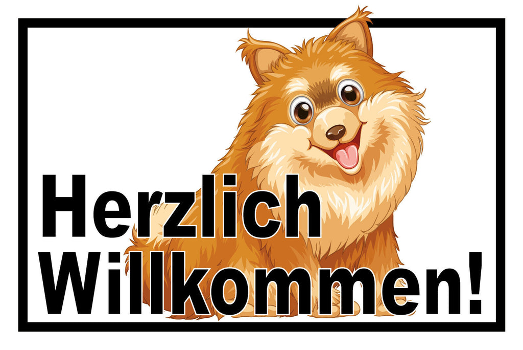 Nostalgie Schild Herzlich Willkommen Hund 12x18 / 20x30 / 30x40 Blech od. Holz