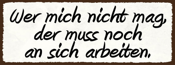 Schild Wer Mich Nicht Mag Der Muss Noch An Sich Arbeiten 27x10 Blech od.Holz