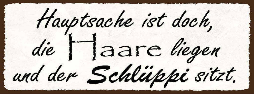 Schild Hauptsache Ist Doch Die Haare Liegen & Der Schlüppi Sitzt Schlüpfer 27x10
